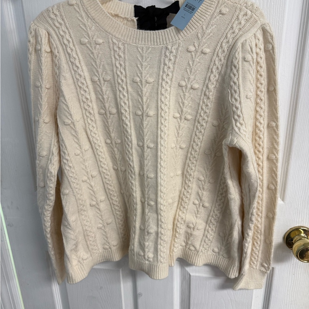 LOFT Ivory Textured Knit Sweater sz LP NWT